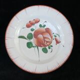 Plate in faience de l'est pink red 19th Luneville islettes st clement nº3