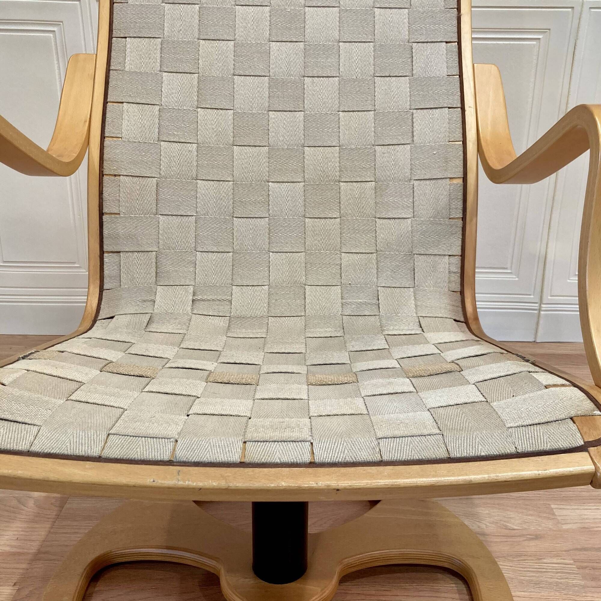 Swivel armchair and matching ottoman, Scandinavian design, 1960s.