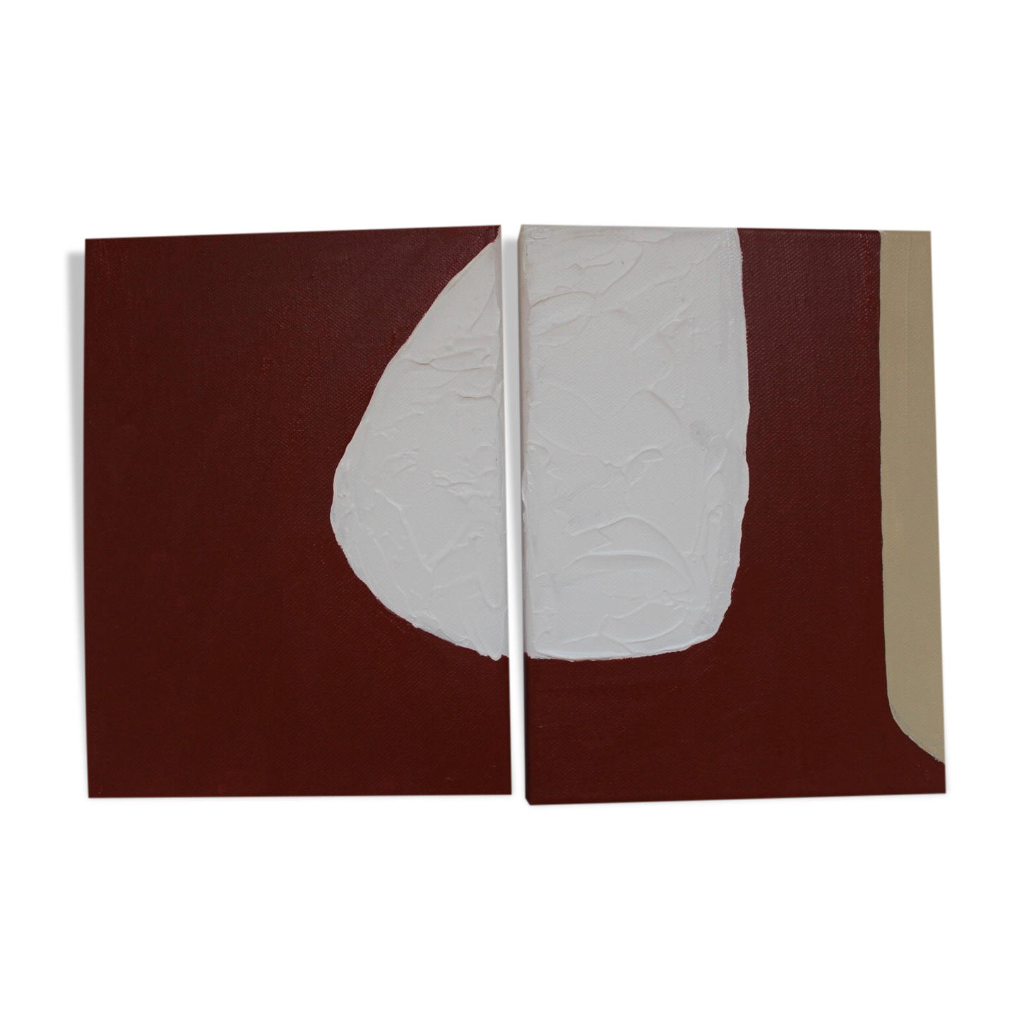 Two canvases together Rust cut pattern