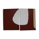 Two canvases together Rust cut pattern