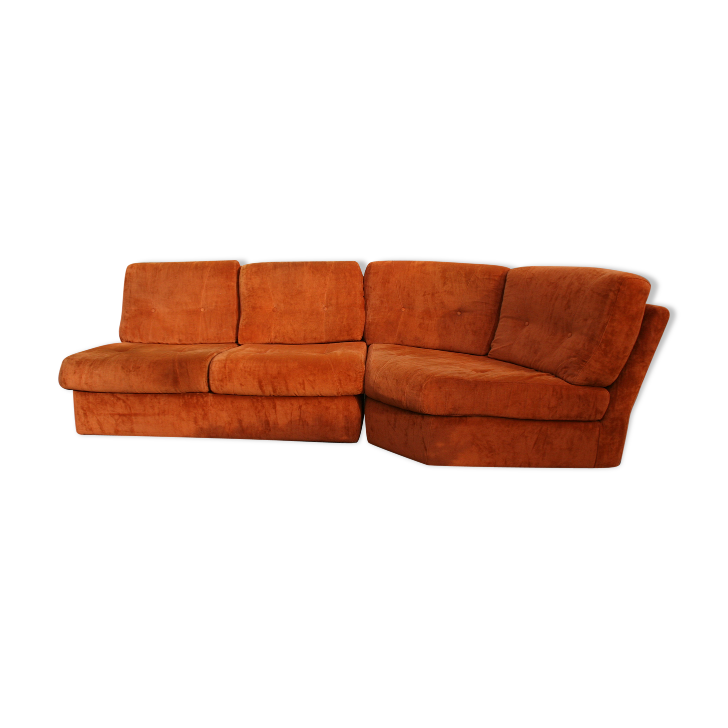 Canapé modulable design italien en velours orange brulée
