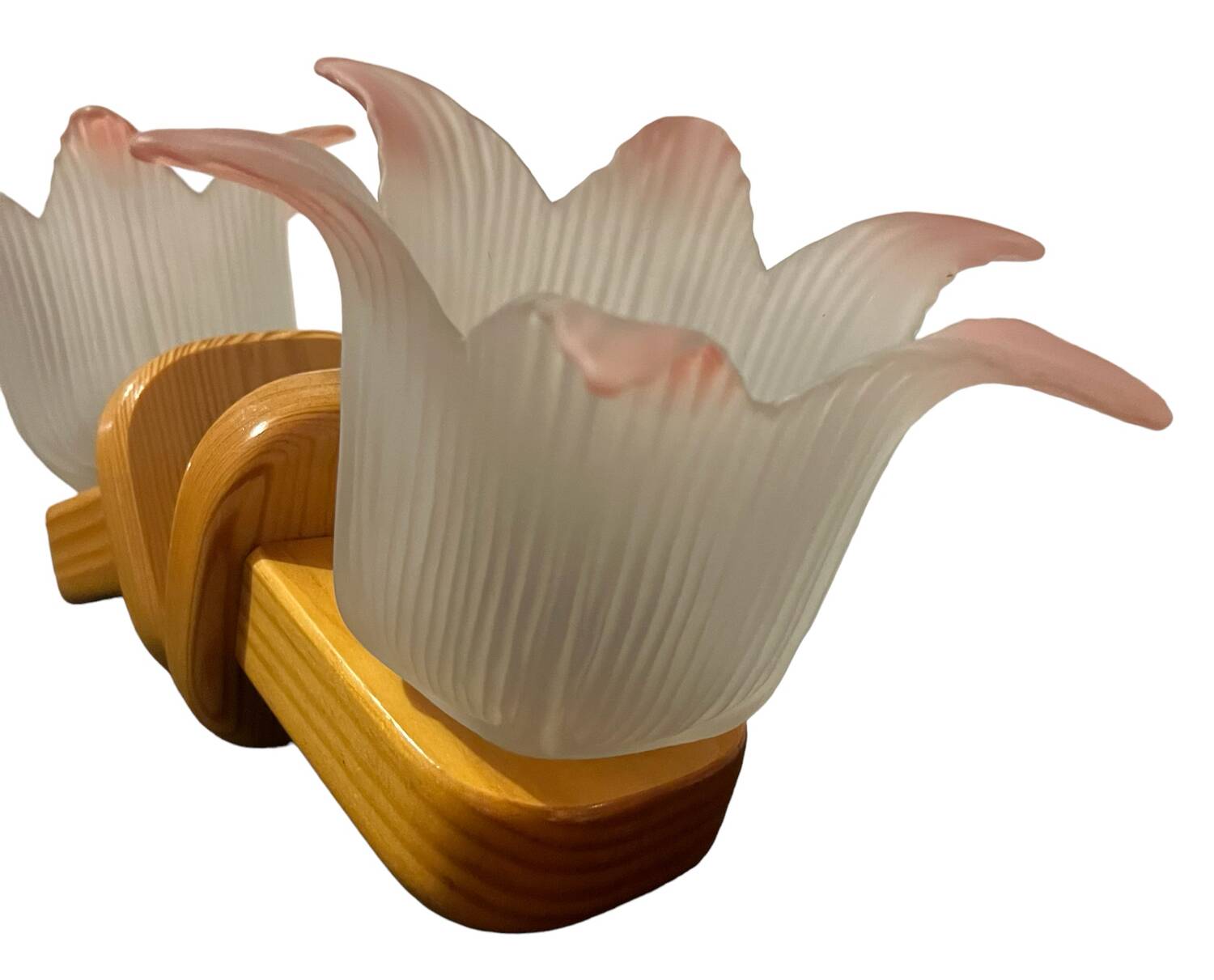 Pair of glass flower pine wall lights