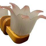 Paire d’appliques en pin fleur en verre