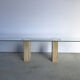Large vintage travertine dining table by Artedi, 1970s