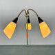 1950s Brass & Glass Adjustable Floor Lamp with Wooden Detail
