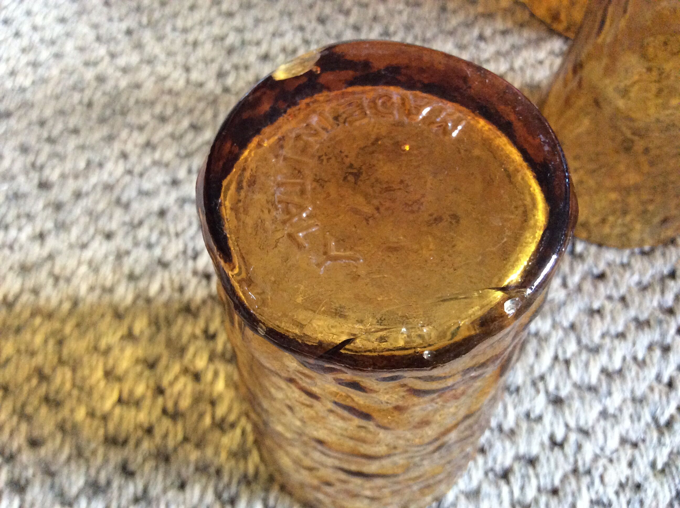 Series of 6 amber glasses