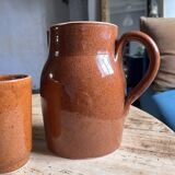 Set of 2 glasses in Digoin stoneware + carafe