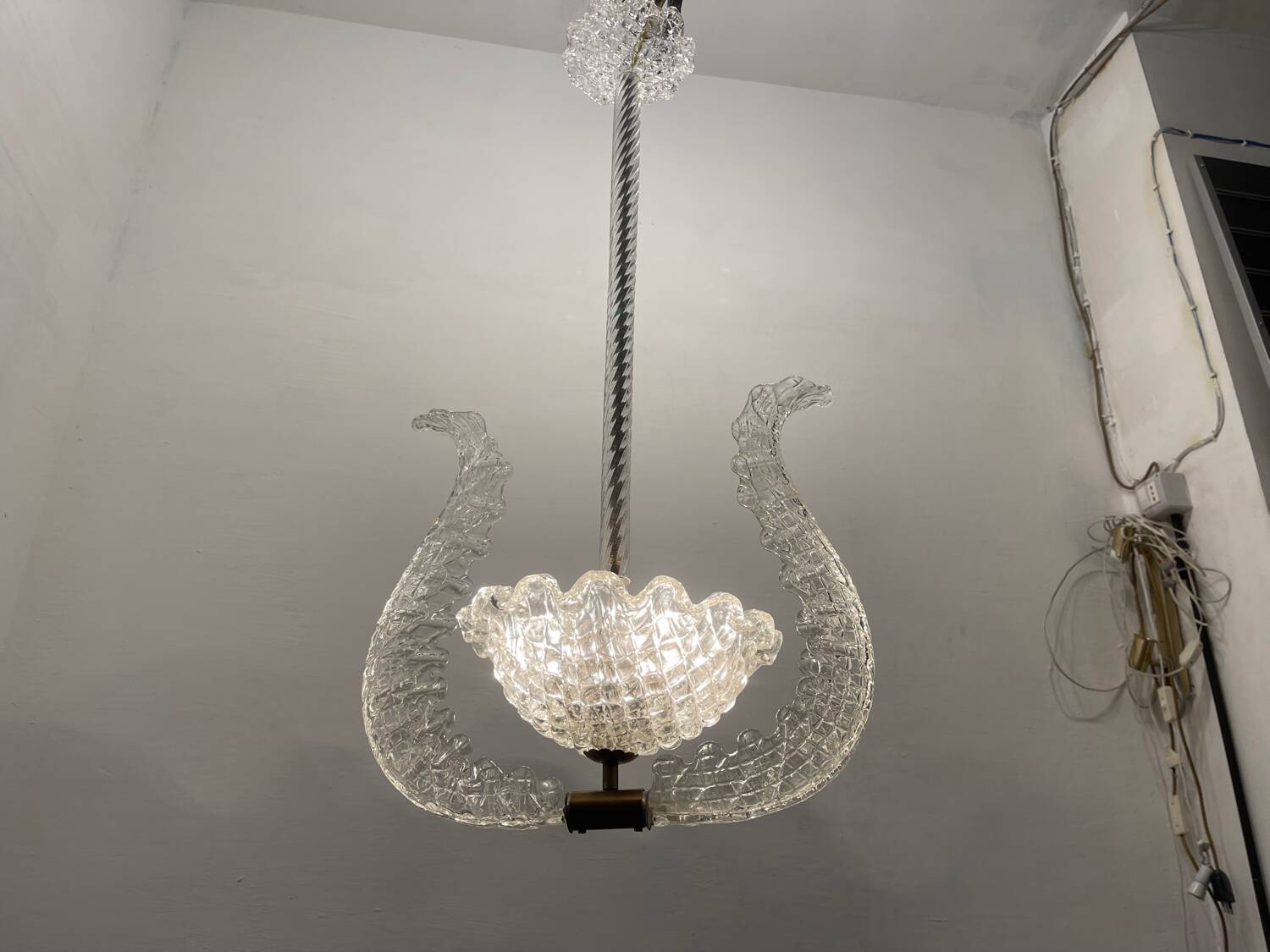 Barovier Murano Glass Pendant Light, Italy, 1940s