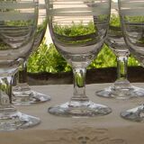 Set of 5 antique bistro glass water glasses.