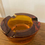 Amber glass ashtray