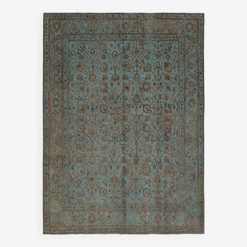Tapis oriental contemporain fait à la main en laine bleue des années 1980, 288 cm x 384 cm