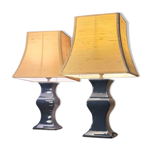 Paire lampes chevet ceramique - lin