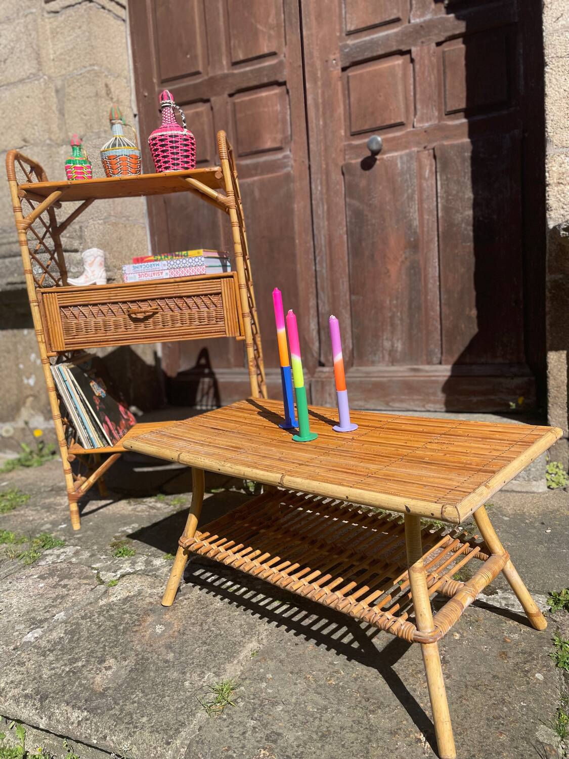 Rattan living room set, 1970s