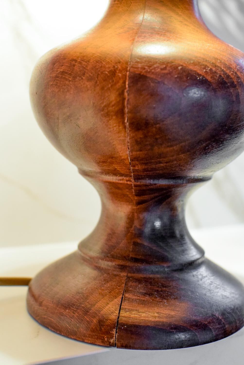 Wooden table lamp and rattan lampshade