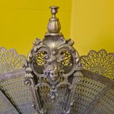 Antique french bronze fireplace screen peacock, from around 1900.