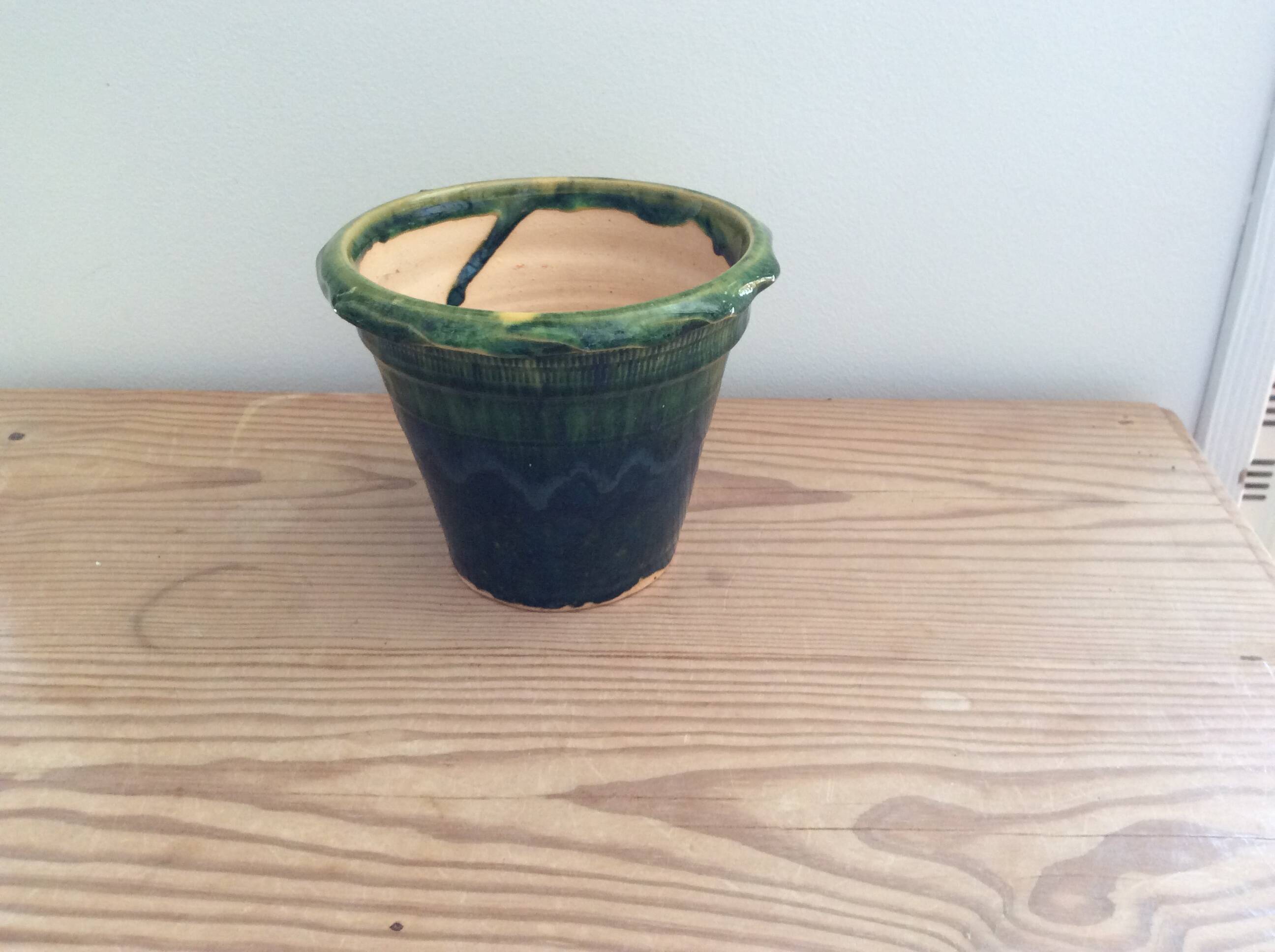 Glazed terracotta flowerpot