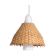 Vintage pendant light, glass & rattan