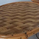 Pair of vintage bamboo and chestnut side tables by Pascal Raffier.