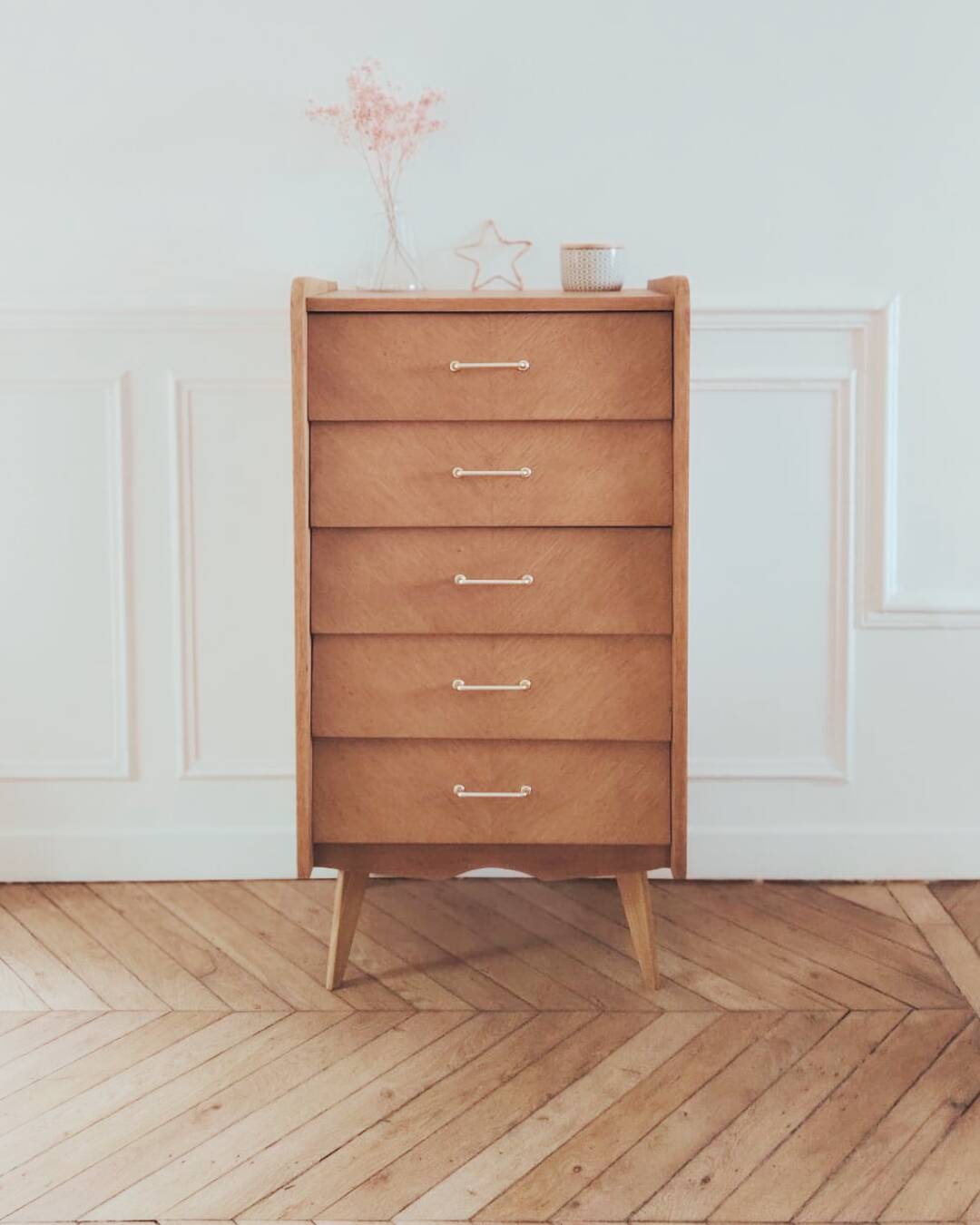 Renovated vintage chest of drawers, Scandinavian style, 1950s-60s.