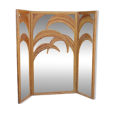 Bamboo Palm Mirror Screen by Vivaï Del Sud Italy 1970
