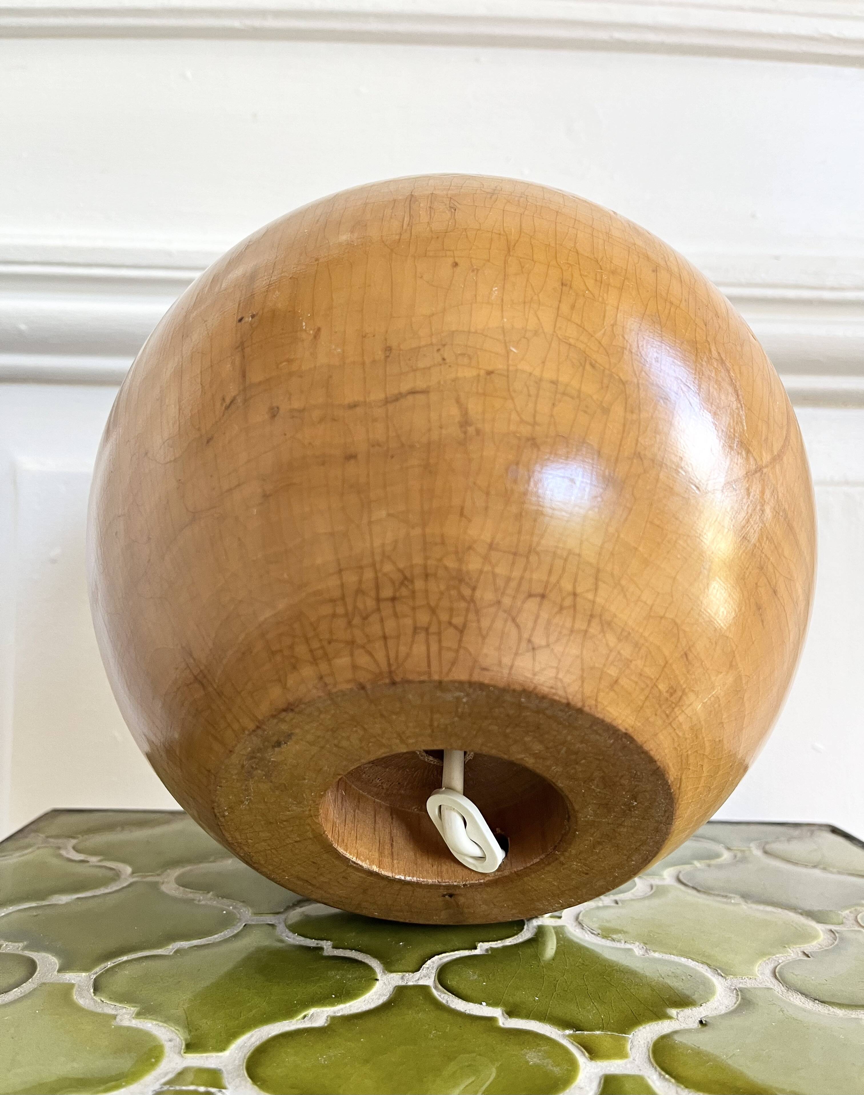 Large solid wood ball lamp