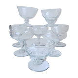 Set of 8 champagne glasses in crystal engraved 50s
