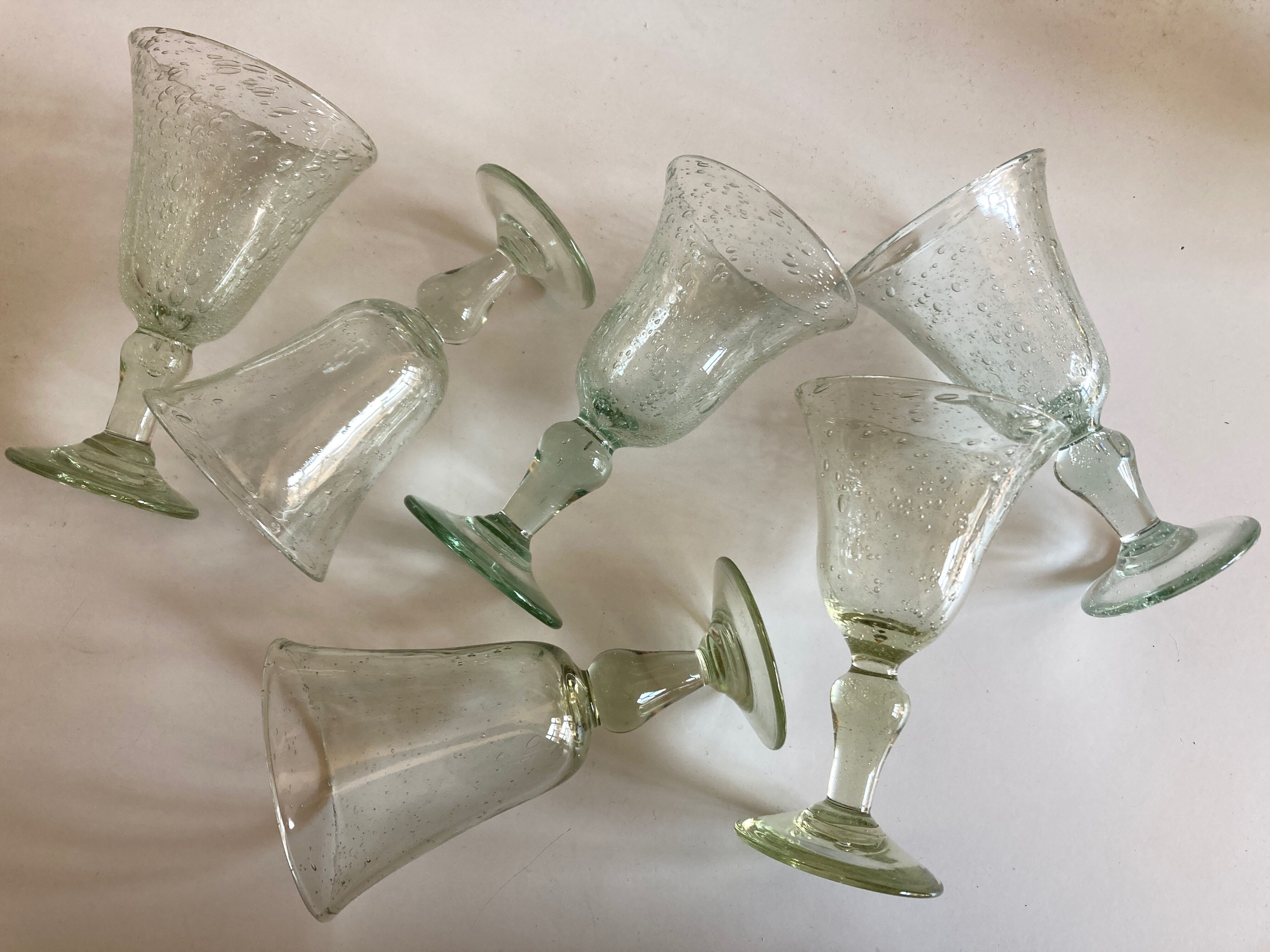 Set of 6 glasses of Biot signed 16cm 1960