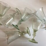 Set of 6 glasses of Biot signed 16cm 1960