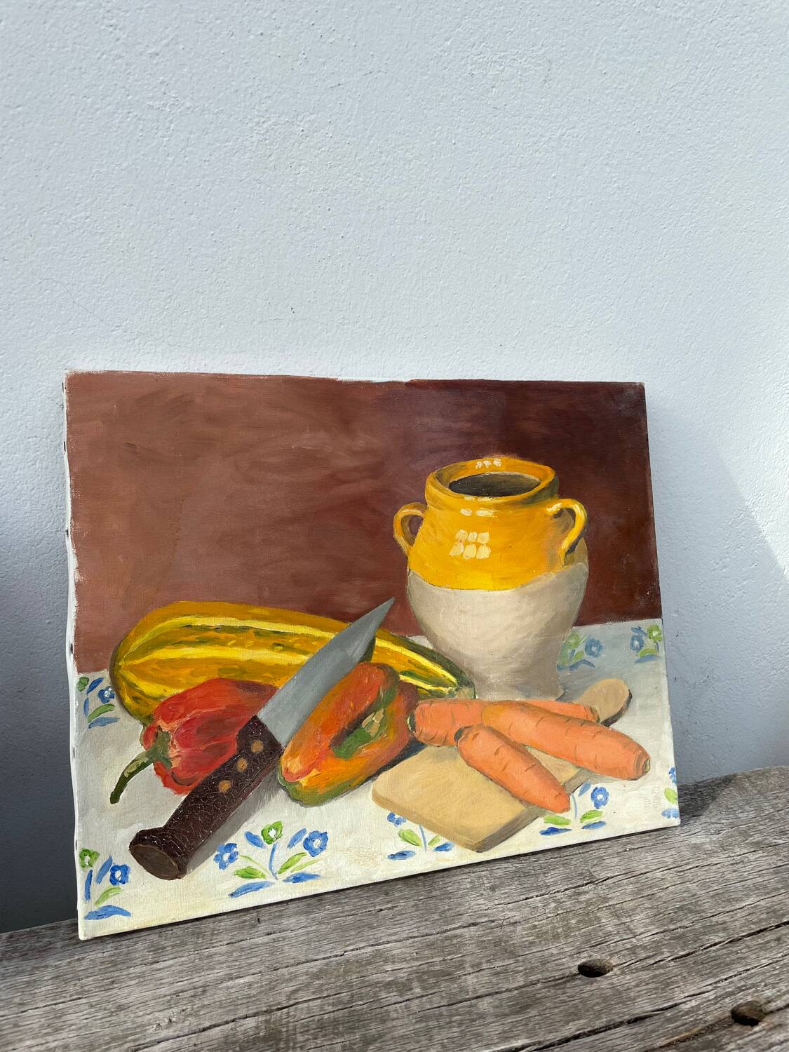 Still life oil on canvas with vegetables