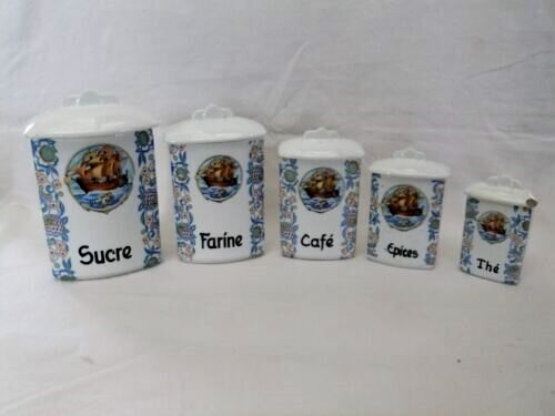 Antique spice jar Czechoclovakia porcelain decoration boat collection