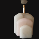 Pair of Art Deco marble alabaster pleated shade table lamps vintage