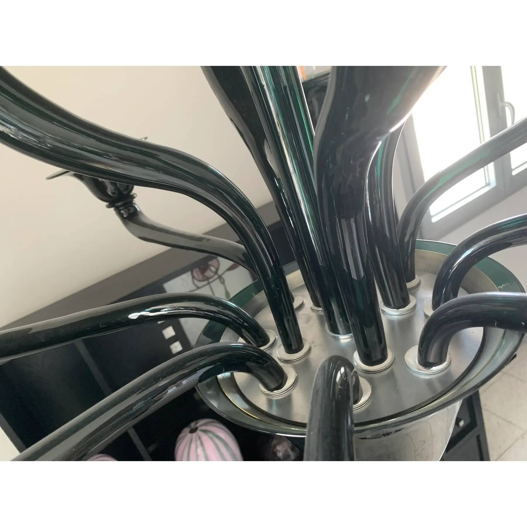 Translucent Green-Bottle Glass Chandelier, Contemporary Murano Style