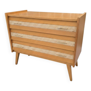 Commode vintage en chêne - cannage
