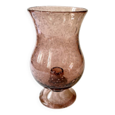 Bougeoir Biot en verre bullé violet