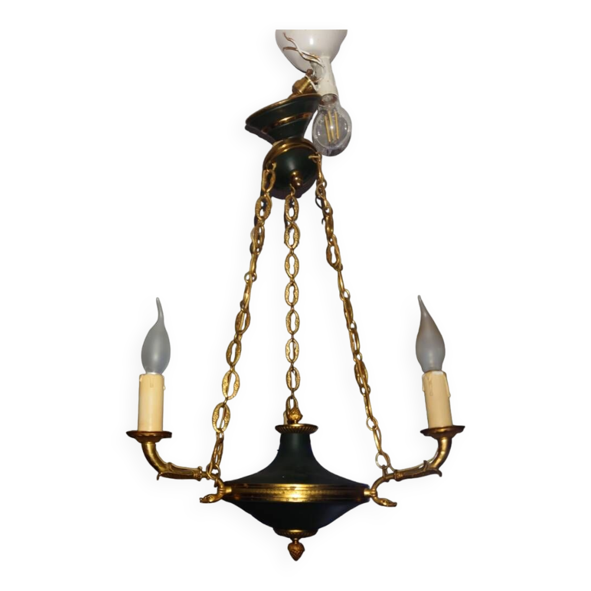 3-branched empire chandelier in bronze