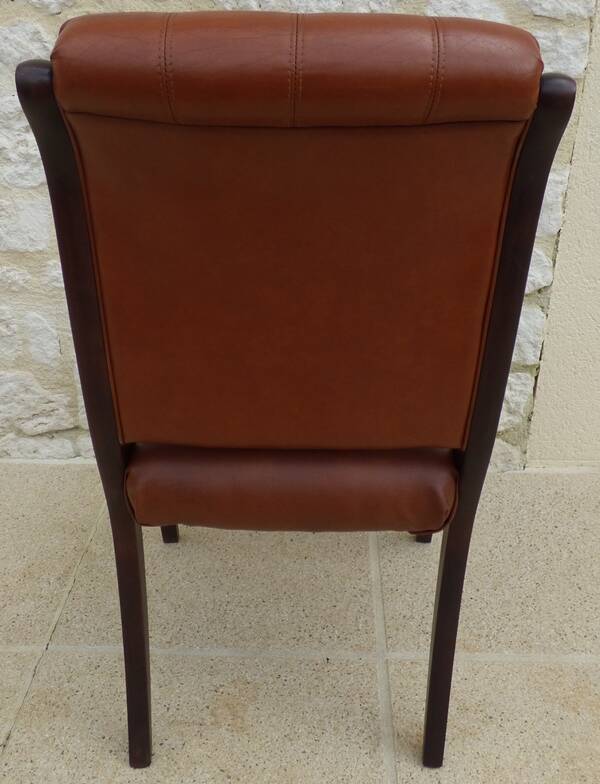 Chic Vintage Chesterfield style chair with wooden frame and faux leather