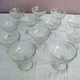 Lot of 12 large dessert cups on foot moulded fruit patterns