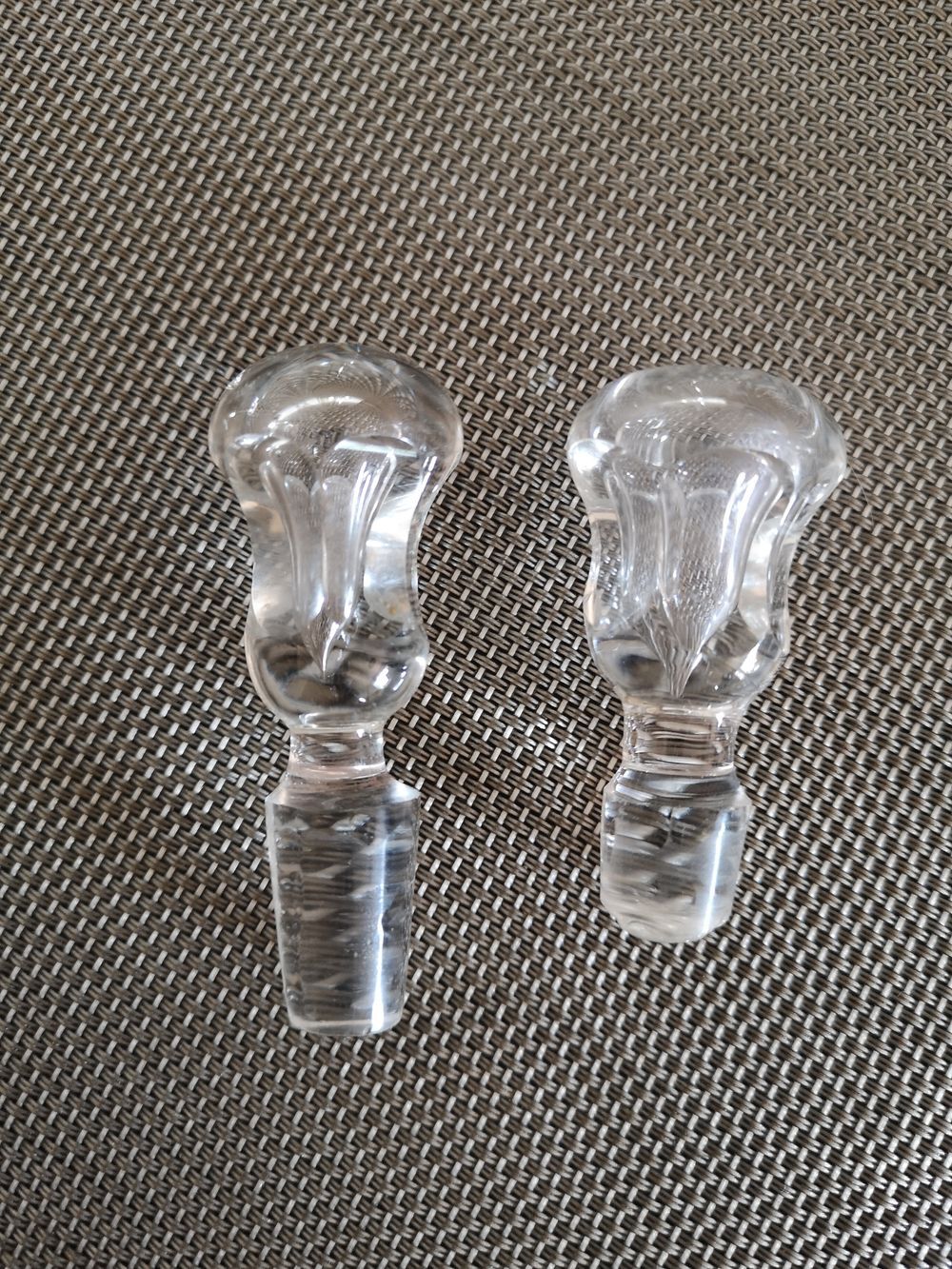 Pair of crystal abstinthe decanters late 19th/early 20th century