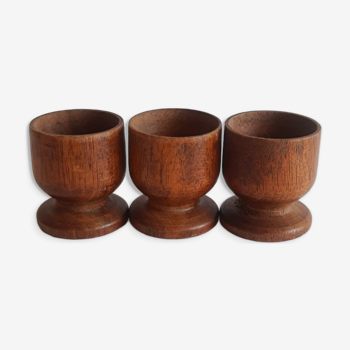 Set de 3 coquetiers en bois vintage