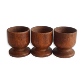 Set of 3 vintage wooden egg cups