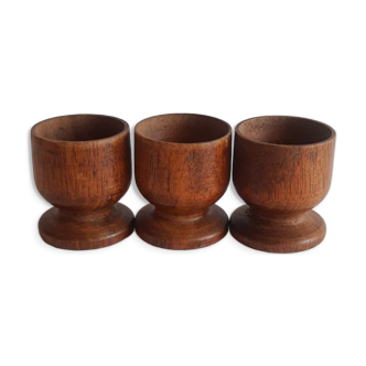 Set de 3 coquetiers en bois vintage