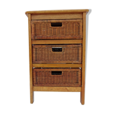 Meuble à tiroirs bois et osier