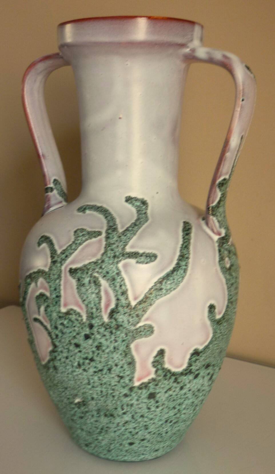 Large vase in glazed ceramic and "fat lava", signed Bruno Dose, design from the 50s/60s