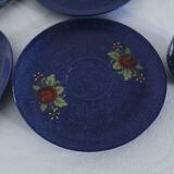 Vintage coffee set - blue and red flower patterns