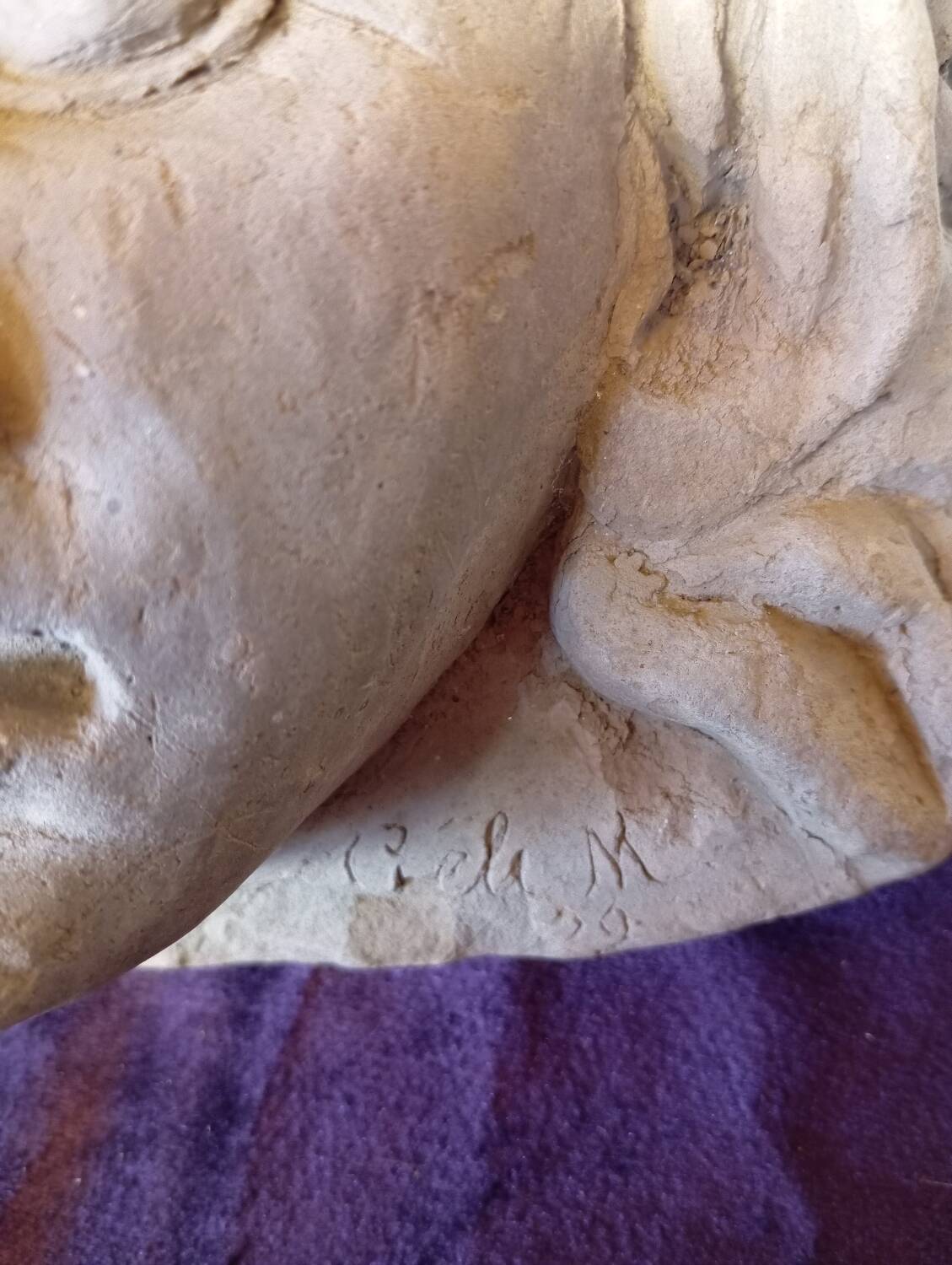 Terracotta clay head sculpture