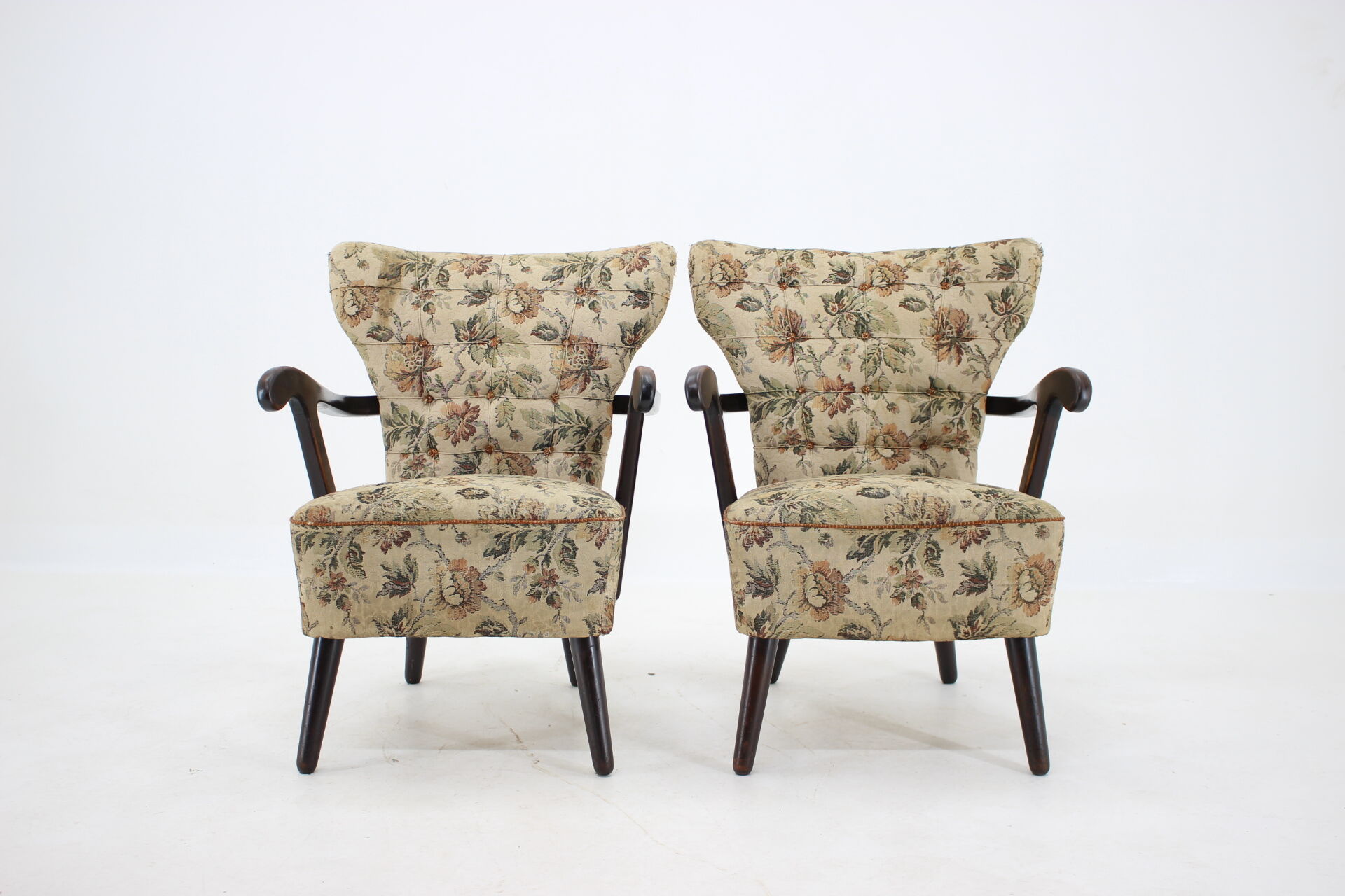 1940s pair of armchairs, czechoslovakia