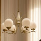 White Opaline Glass & Brass Chandelier, 1960s