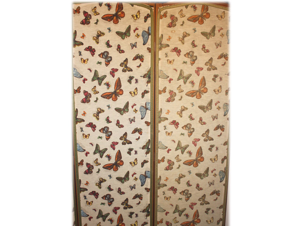 Screen 4 wooden leaves and fabric