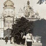 Old photography stereo, stereograph, luxury albumine 1903 Pecherskoi Monastery, Russis