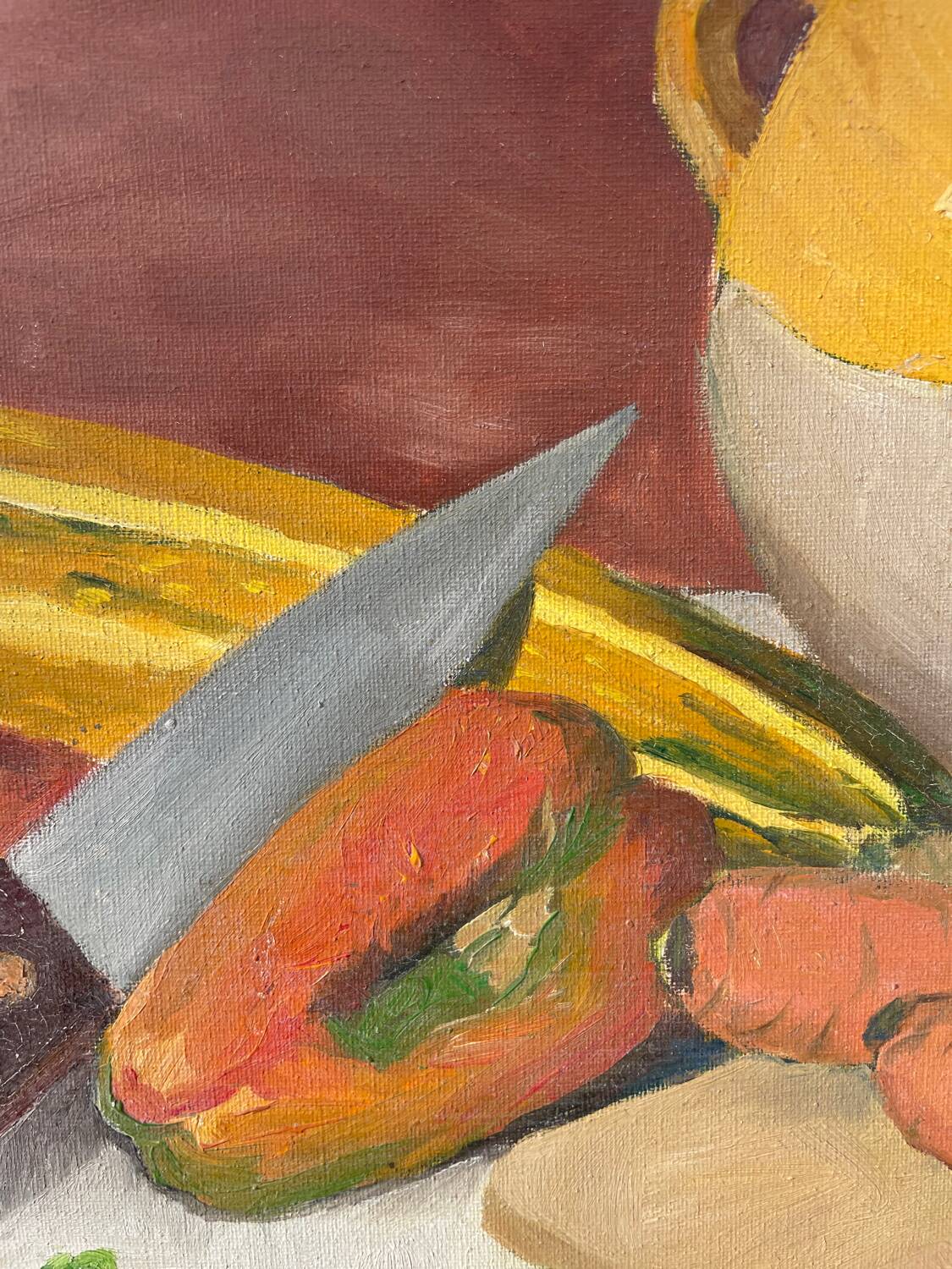 Still life oil on canvas with vegetables